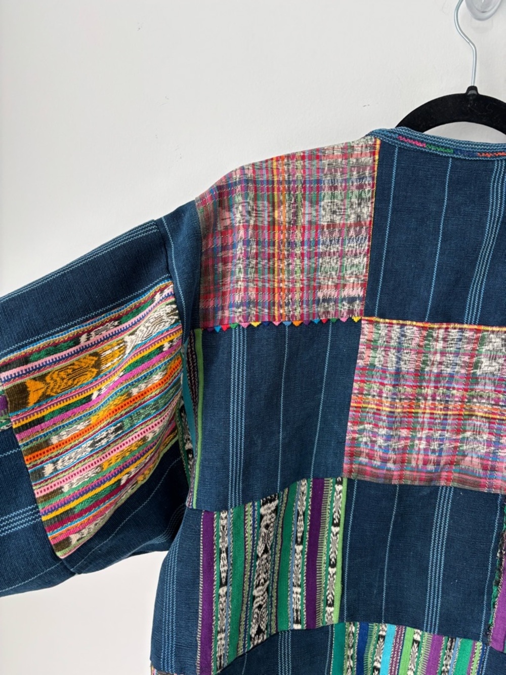 Vintage Patchwork Woven Jacket Ethnic Boho Southwestern Textile Oversized Coat - Picture 12 of 13